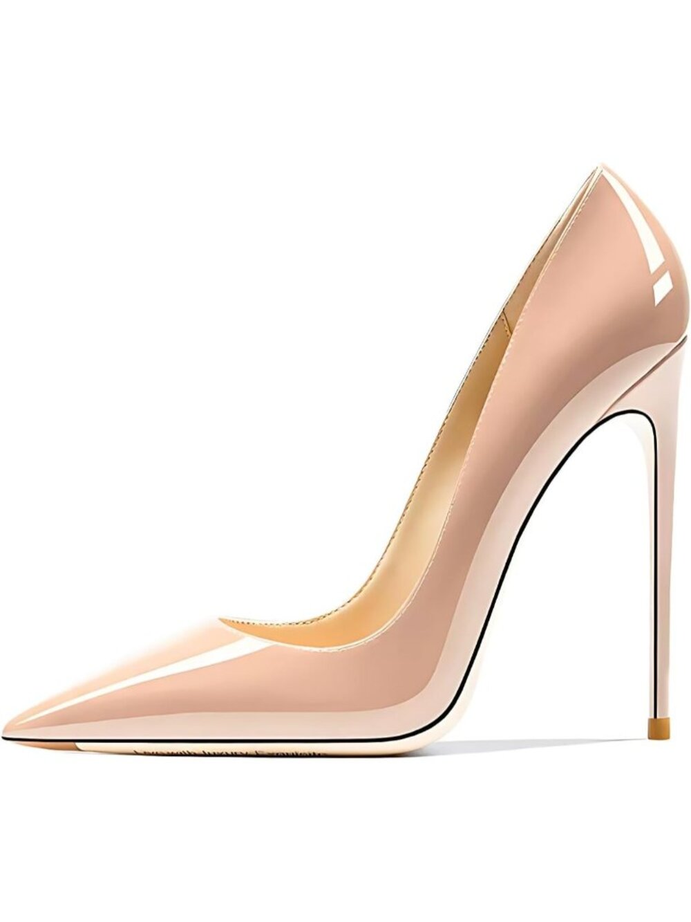 Women's Nude Faux Leather Pointed Toe Shallow Stiletto Heel Banquet Pumps Shoes